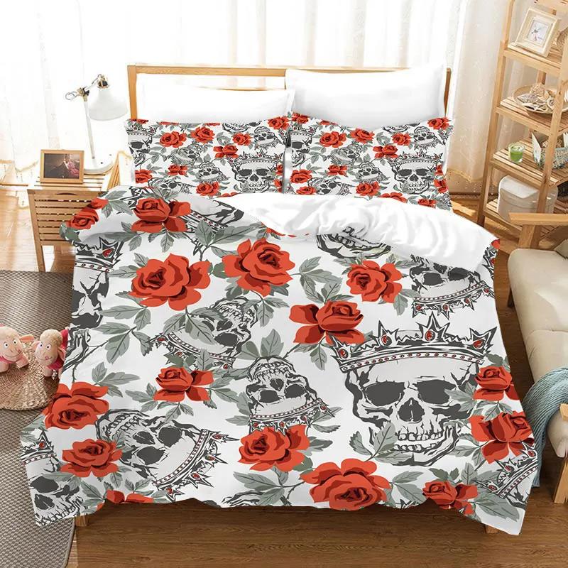 Christmas Halloween Skull Comforter Bedding Sets Winter Duvet Cover Set Kids,Twin Full Queen Home Textile Housse De Couette