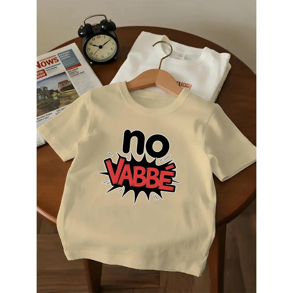 NO VABBE Kids' T-shirt Fun Cat Print Casual Sitting Short Sleeve Parent-Child Matching Clothes for Children