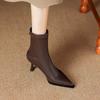 Krazing Pot Microfiber Autumn Winter Shoes Stiletto Thin High Heels Big Size 40 Modern Boots Pointed Toe Keep Warm Zip Ankle Boots