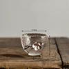 Japanese Style Glass Tin Plum Blossom Water Cup Flower Kung Fu Tea Drinking Mug Transparent Teacup