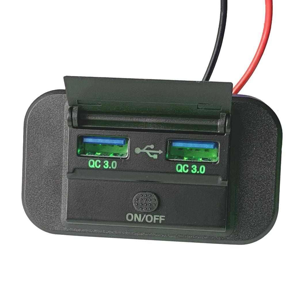 Quick Charge PD Type C Dual USB Ports Car Bus Charger Socket Adapter 12V/24V USB Power Panel With Swith For Marine Motorcycles