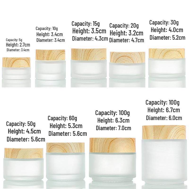 50g Wood Grain Lid Glass Face & Eye Cream Jar
