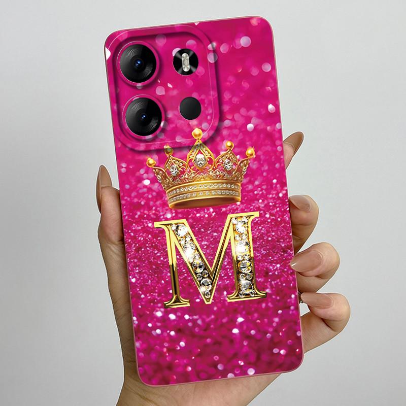 For Tecno Pop 7 Pro Pop7 BF6 BF7 Phone Case Crown Letter Back Cover Soft Liquid Silicone Fundas For Tecno Spark GO 2023 Bumper
