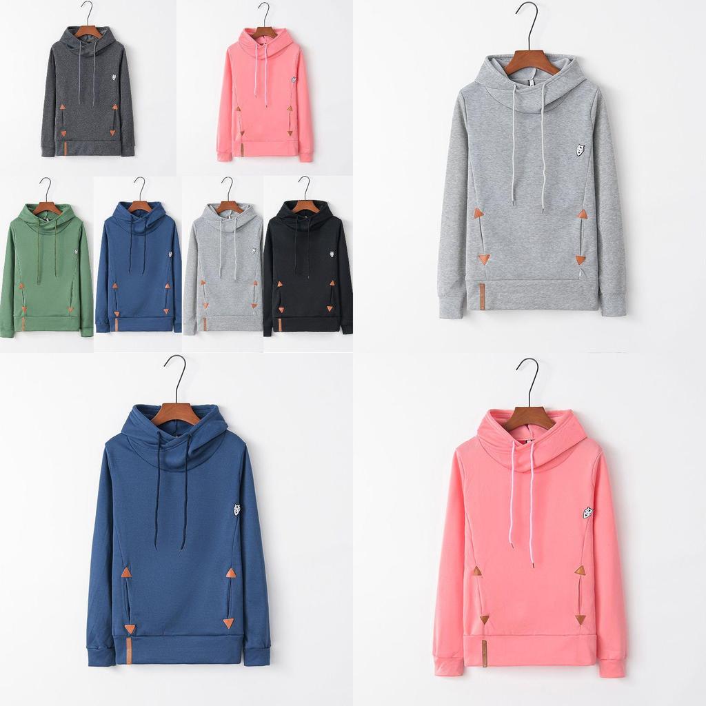 Womens Soft And Comfortable Long Sleeve Hooded Hoodies With Pure Color Sport Coat