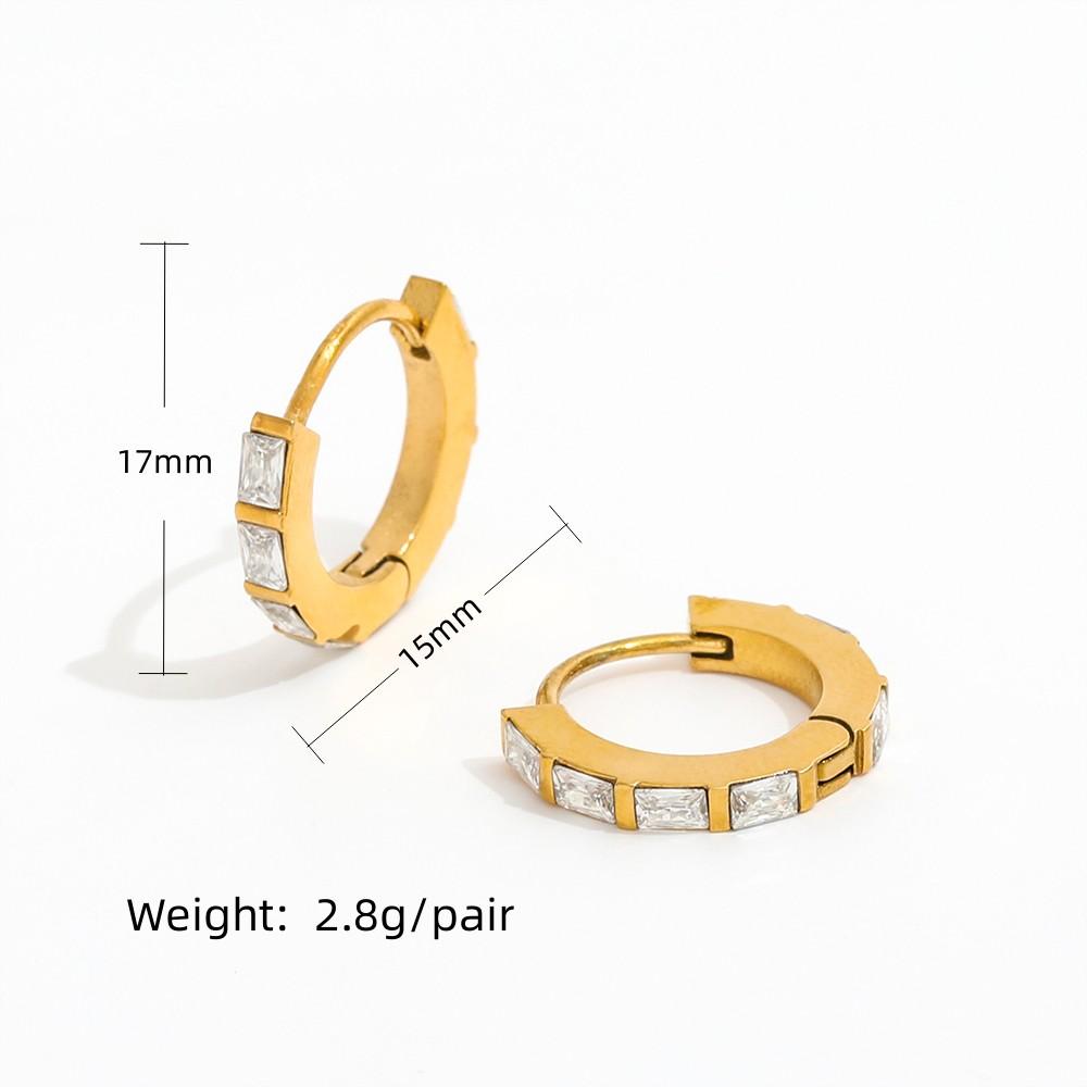 Trendy Earring 18K Gold Plated Luxury Dainty Cubic Zirconia CZ Pave  Stainless Steel Hoop Earring
