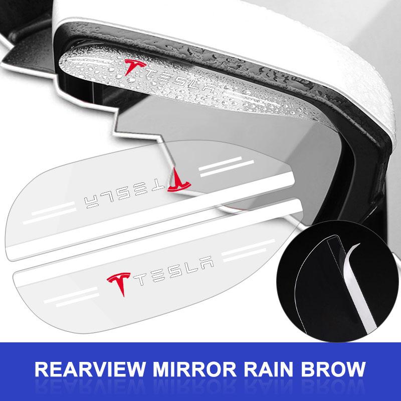 2Pcs Car Rear View Mirror Sticker Rain Eyebrow Auto Side Mirror RainProof Cover For Tesla Model 3 Model S Model X Y Roadster Performance