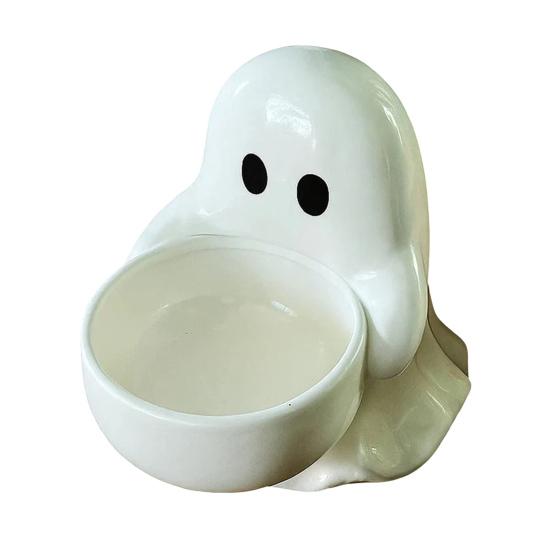 Halloweenský svícen duch Malý svícen na čajovou svíčku duch pro vonné svíčky Roztomilá pryskyřičná miska na cukroví pro domácí stolní dekoraci