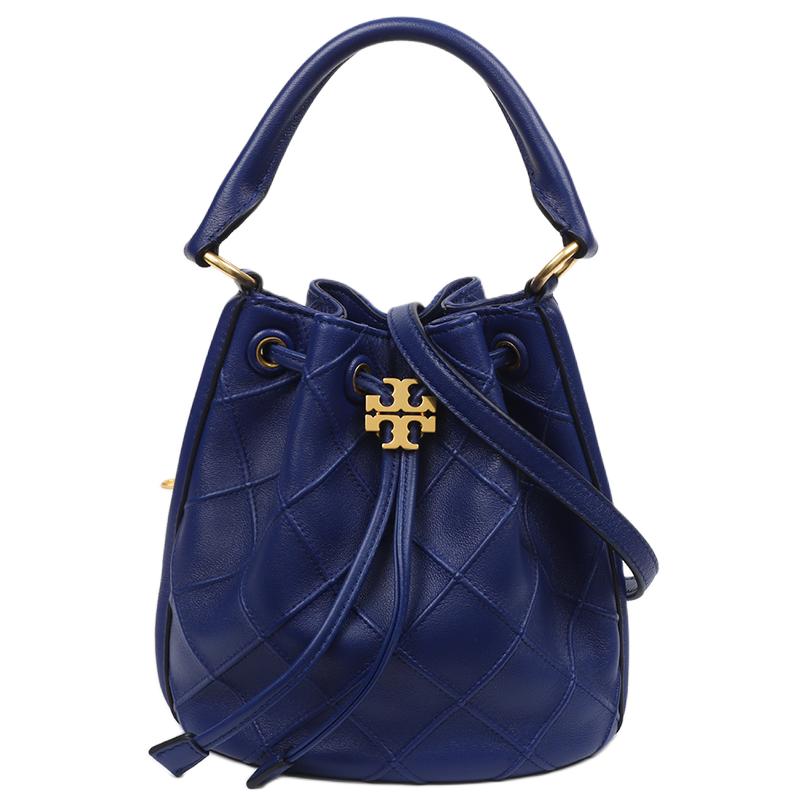 

Tory Burch Fleming Diamond Pleated Drawstring Closure Shoulder Crossbody Soft Leather Tote Bag Small Women Handbags Navy-Blue 142565-400 Basic Set (Bag+Dust Bag)