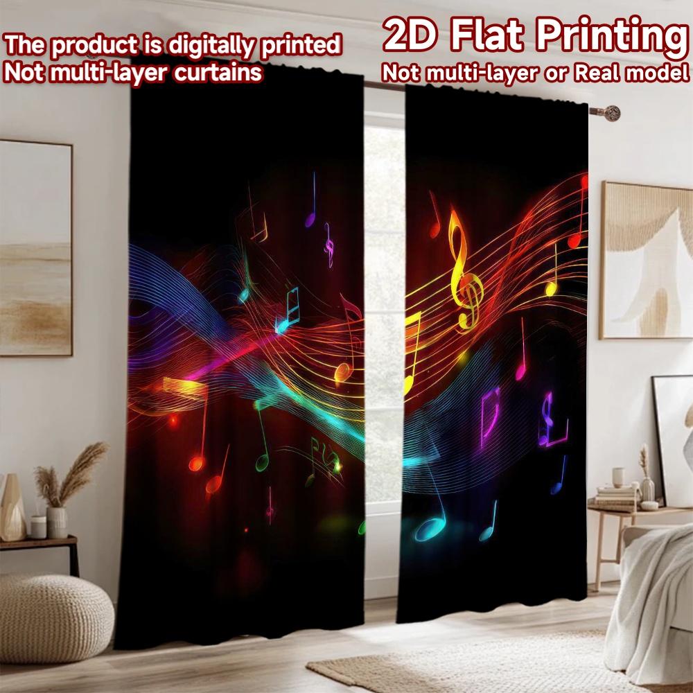 2D flat Photography Backdrop Popular Party Party Backdrop Colorful Music Notes 100% Polyester Birthday Party for Suitable
