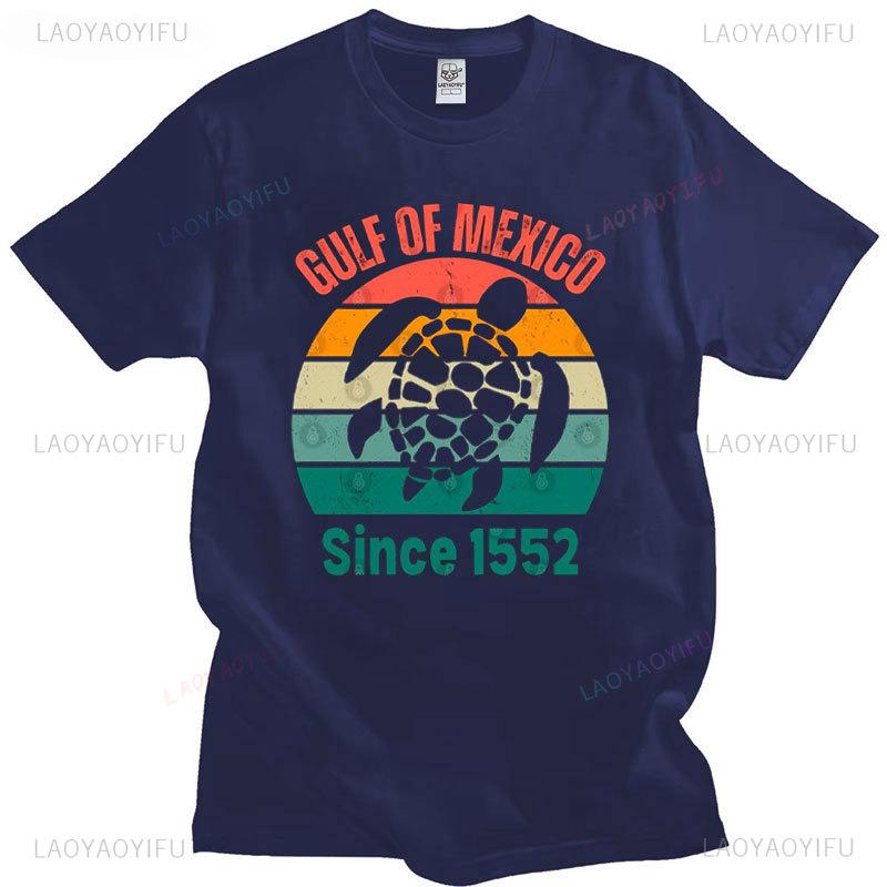 Golf von Mexiko Seit 1552 T-Shirt Mode Batik Schildkröte Grafik T-Shirt Sommer Lässig Streetwear Unisex Baumwolle T-Shirts Camisetas
