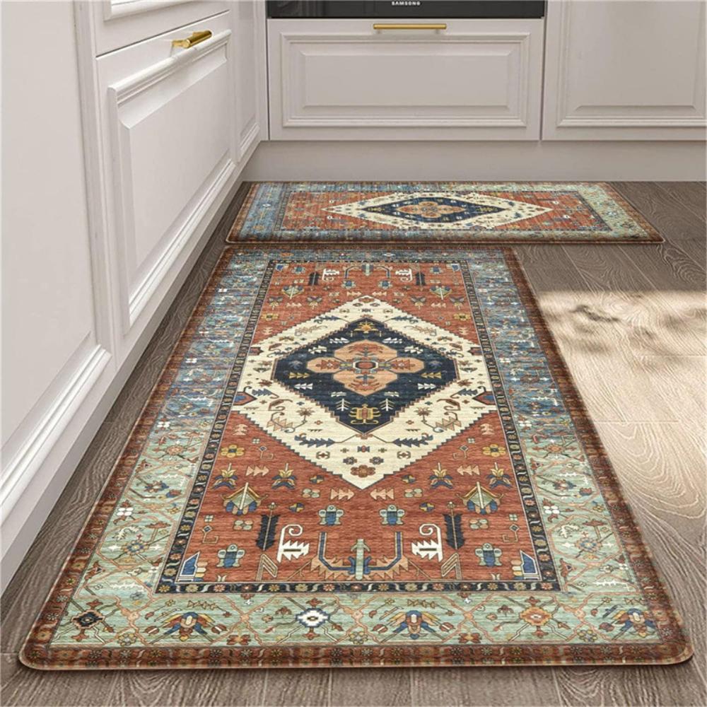 

Машинная стирка Ретро Бохо Кухонный коврик Коврик для прачечной Нескользящий коврик для пола Длинный коврик Коврик для прихожей Дверной коврик Коврик для гостиной Коврик для дивана 1pc-50X150CM