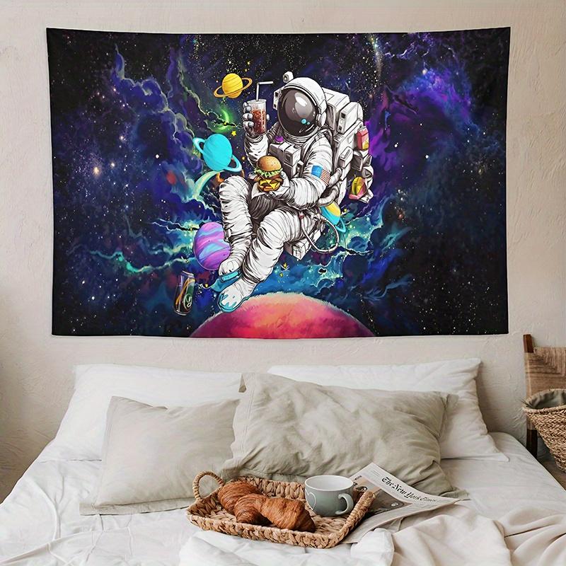 Cosmic Astronaut Tapestry Fun Space Food Wall Art for Bedroom or Living Room Large Decorative Hanging Add Galactic Charm