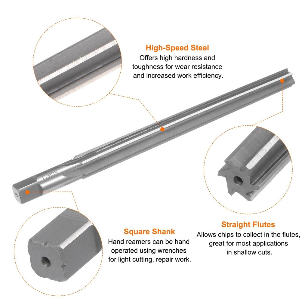 Uxcell Zwężak ręczny 12mm Mały Duży Prosty Rowek Wiertło Stal Szybkotnąca Pin Stożkowy CN C Narzędzie do Obróbki Metalu 150, Średnica, Średnica 14,8 mm,
