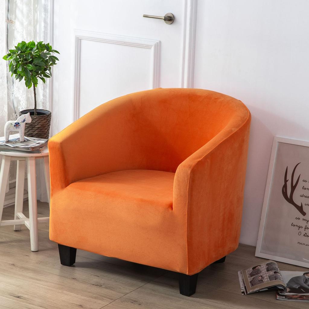 Solid Color Thickened Silver Fox Velvet Sofa Cover Milk Silk Semi-circular Arc Sofa Chair Cover Internet Cafe Single Sofa Cover