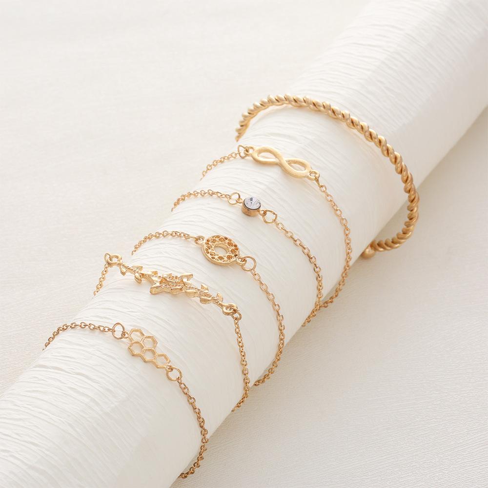 Promotional Combination Bracelet, Fashion Leaf Infinity Symbol Point Diamond Bracelet Bracelet 6-Piece Set