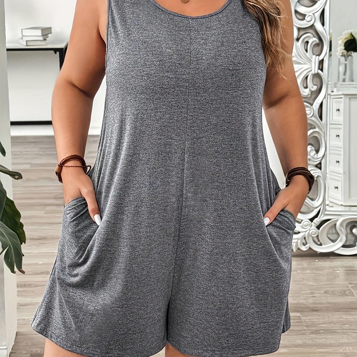 

Solid Color Sleeveless Jumpsuit - Model N 20965 4XL темно-серого