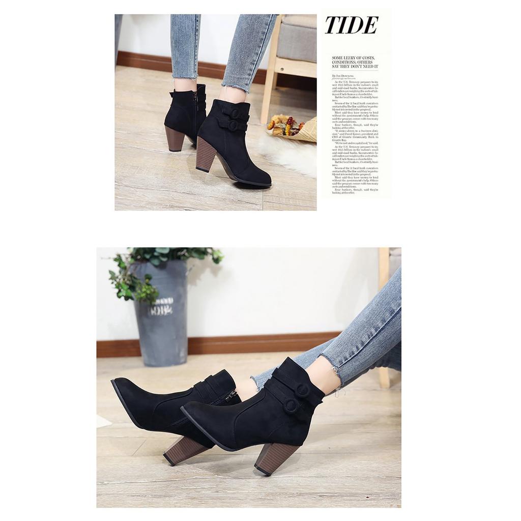 Botas de damas Tacón grueso Botas cortas Hebilla de tacón alto Botas bajas  Zapatos de mujer comprar a buen precio — entrega gratuita, reseñas reales  con fotos — Joom