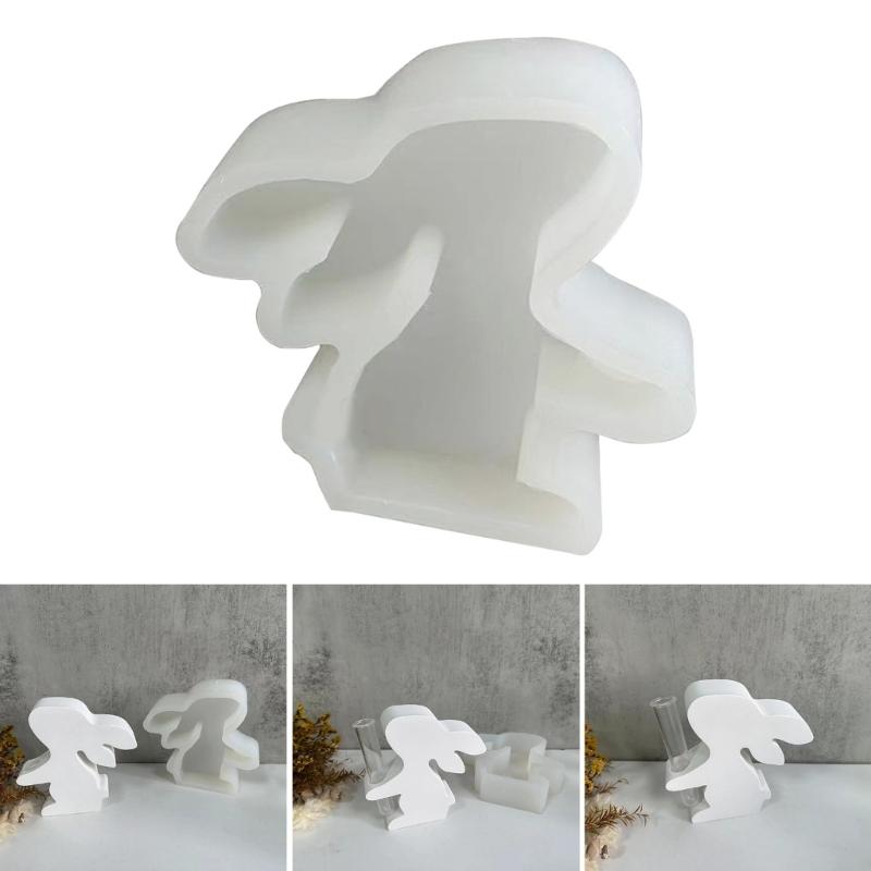 Easter Rabbit Flowerpot Vase Mold Hydroponic Plant Stand Silicone Mould Plaster Concrete Test Tube Flower Pots Molds Home