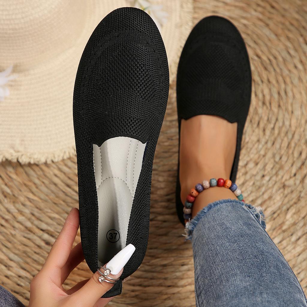 Shallow Mouth Fly-woven Low-top Single Shoes Women's New Knitted Round Head Lazy Shoes