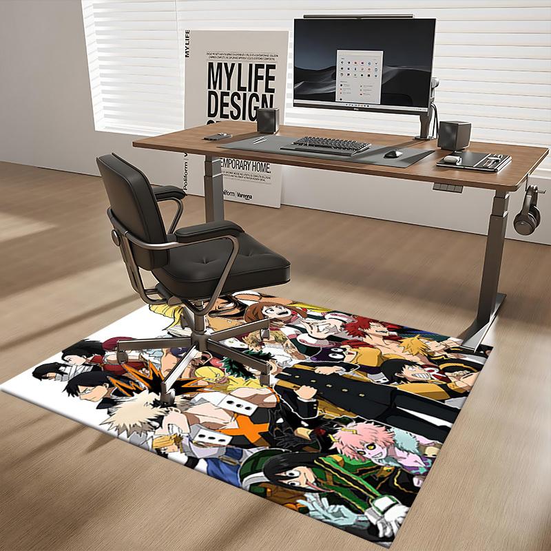 1pc My Hero Academia Chair Mat - Anime Cartoon Design Office Desk Pad, Non-Slip Carpet for Home Decor, Living Room, Bedroom, Game Room, Birthday Gift.