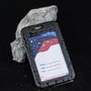 Black Metal Keychain with Easy-Pull Card Holder and Retractable Steel Wire for Climbing and Hiking