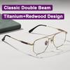 Luxury Ultra-light Pure Titanium Spectacles Double Beams Pilot Big Size Sandalwood Glasses Frame Business Office Men Eyewear