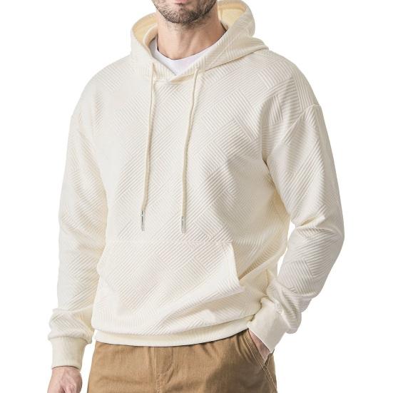 Herbst Frühling Herren Hoodie mit großer Tasche Kordelzug lange Ärmel dicker Pullover