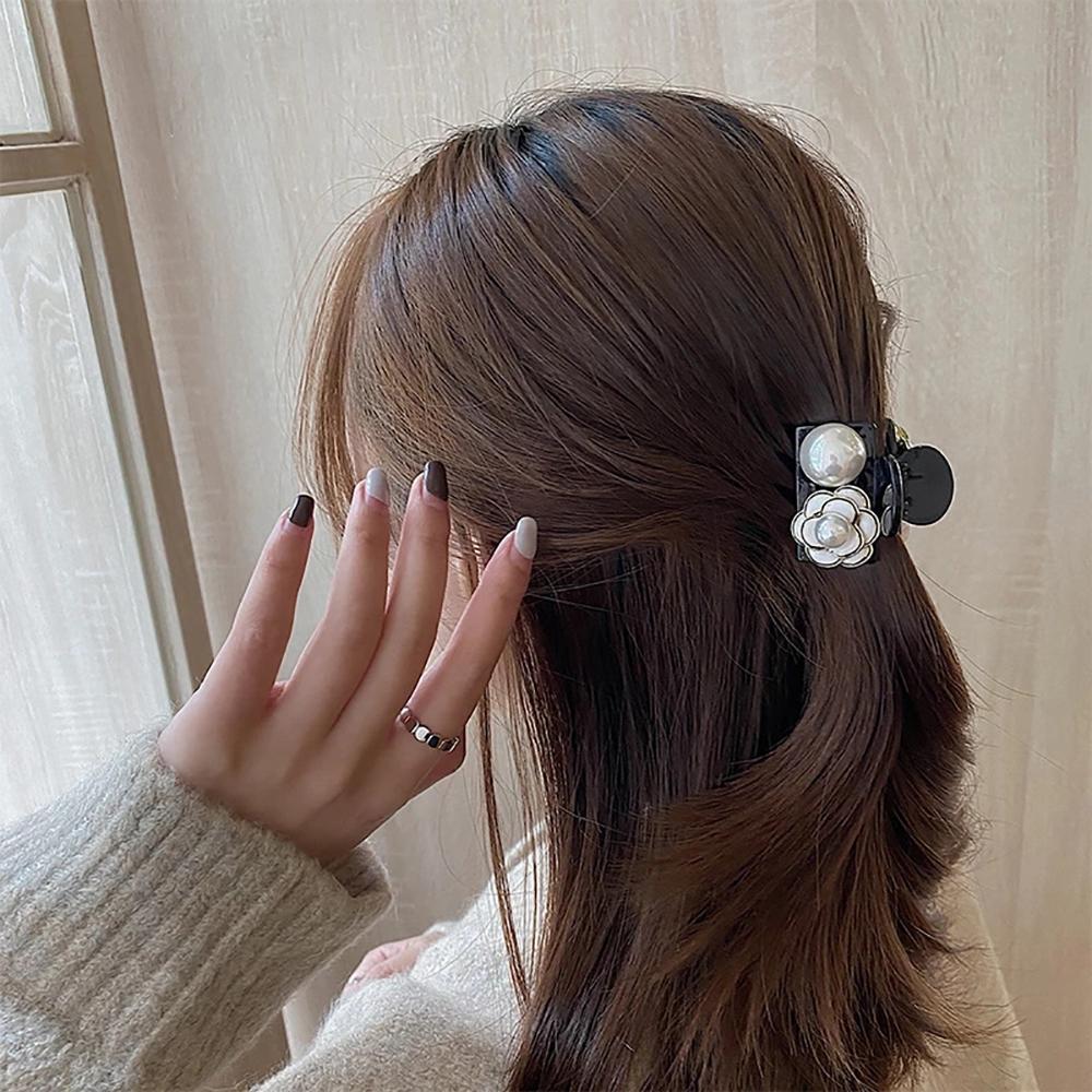 

Girls Elegant Floral Women Pearl Camellia Hair Claw Hair Clip Hair Headdress Crab Clip