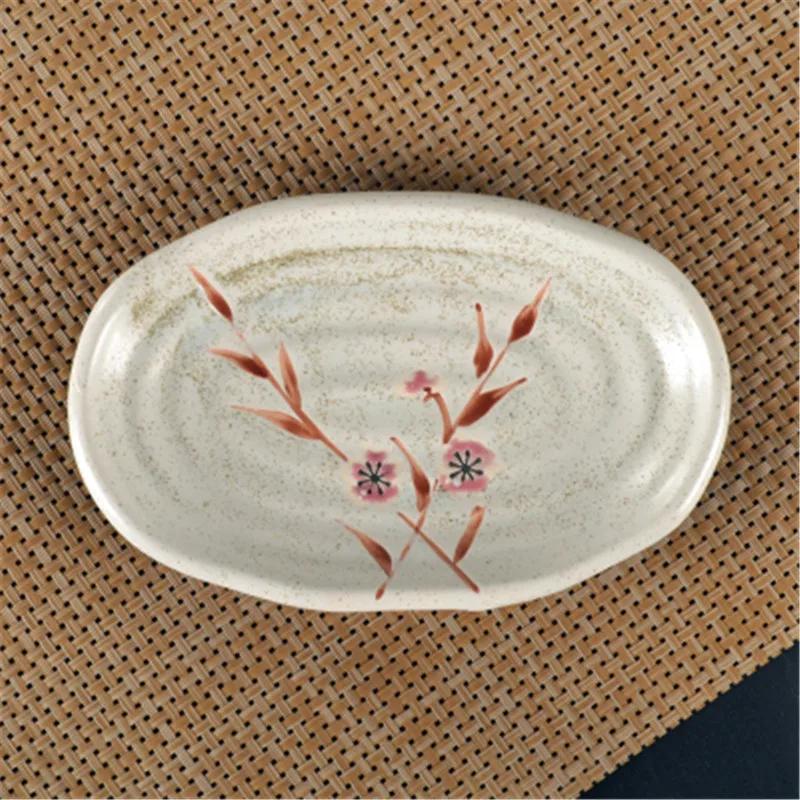 Oval Sushi Dish Japanese Ceramic Bone Plate Dinner Dishes Snack Ceramic Dinner Plates Dish Set Serving Dish Restaurant Supplies