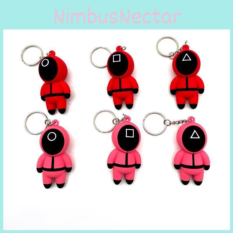 Fashionable Squid Game Keychain Red Guard Staff Worker Figure Key Ring Gift Idea