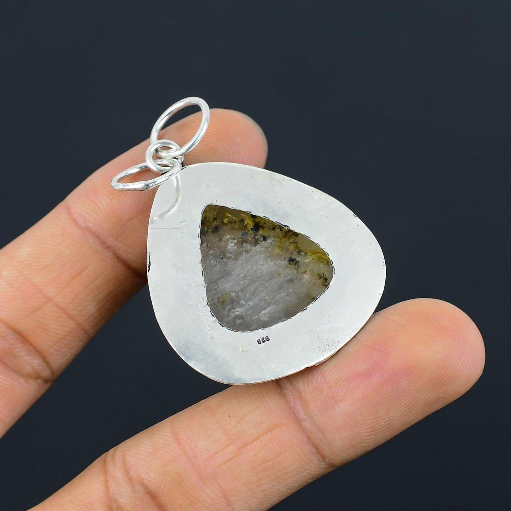 Friendship Day Sale 925 Silver Golden Rutile Stone Anniversary Pendant Jewelry