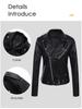 2022 Women's Short PU Leather Motorcycle Jacket - Spring/Autumn Fashion