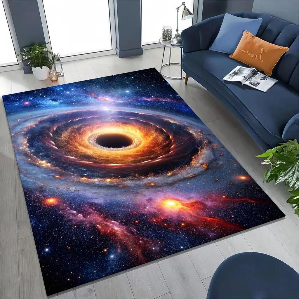 2D Universe Starry Sky Galaxy Carpet Galaxy Printed Carpet Suitable for Living Room Bedroom and Children's Room As Non-slip Mat