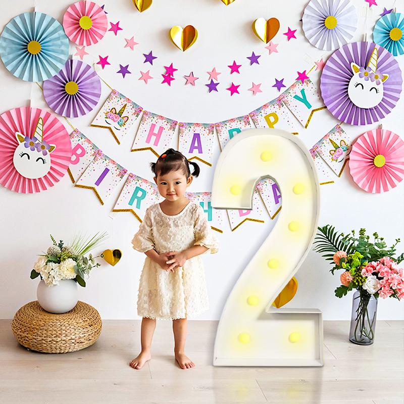93cm Giant Figure Balloon Filling Box with Lights 1st Birthday Balloon Number 30 40 50 Balloon Frame Wedding Decor Baby Shower