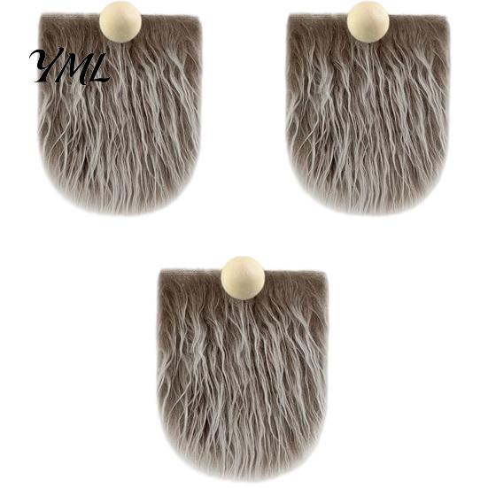 Wooden Ball Nose for Gnomes 3Pcs DIY Gnome Beards with Noses, Plush Beard, Handmade Gift Crafting Tools Faux Fur Dwarf Beard Christmas Elf Doll