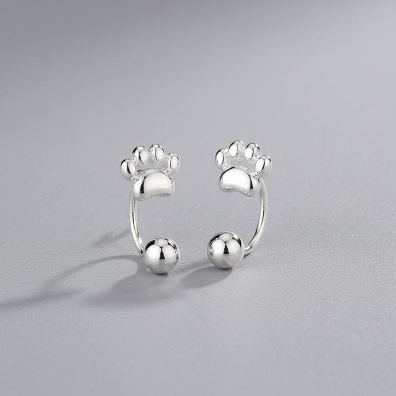 Cute Cat Paw Stud Earrings Double Sided Animal Paw Helix Cartilage Tragus Lobe Piercing Jewelry For Women Girls
