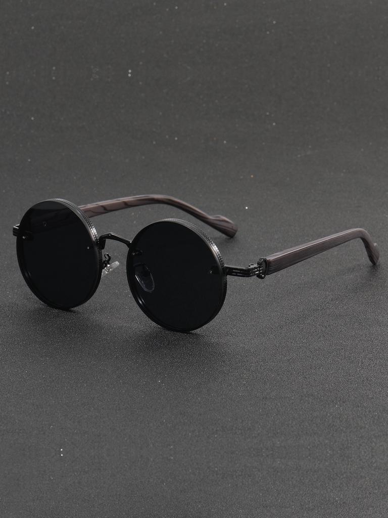 Individuality Anti-glare Sunglasses American Classic Metal Round Frame Sunglasses Punk Metal Wooden Leg Women's Sunglasses Men's Sunglasses