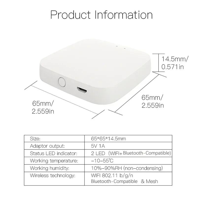 Smart WiFi Bluetooth-Compatible Gateway Hub Smart SIG Mesh, Tuya Smart Life APP Remote Voice Control Work with Alexa Google Home