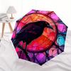 Stained Raven  Decor - Unique Bird Design for Home or OfficeUmbrella, Portable 3-Fold Compact Umbrella,Christmas Gift ES612