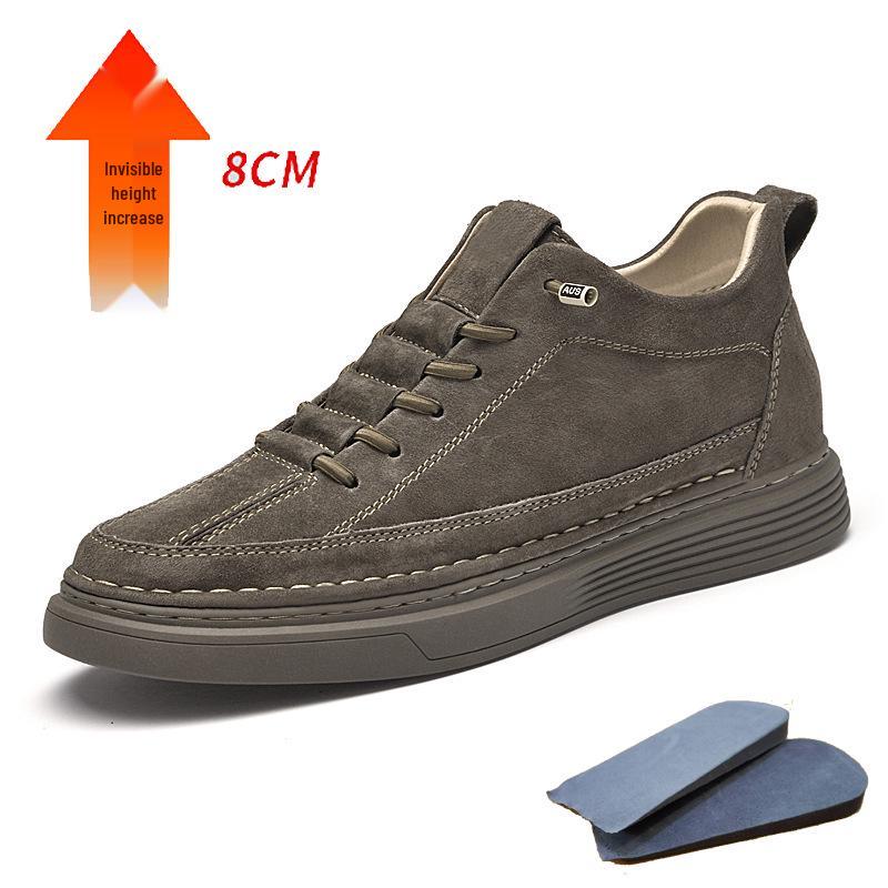 Men s Retro Suede Hidden Height Increasing Mid-Top Breathable Shoes (6cm Elevation) 44