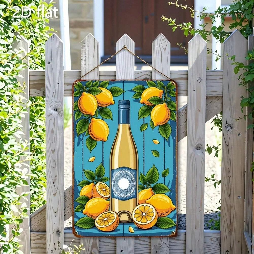 Vintage Lemon Metal Wall Art - Realistic 2D Flat Iron Sign for Kitchen Bar Home Halloween Decor