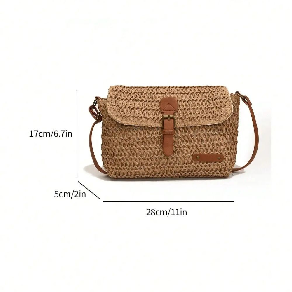 Grass Retro Messenger Bag Large Capacity Summer Beach Bag Leisure Woven Straw Crossbody Bag Summer
