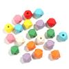 60 Pcs Geometric Wood Beads Craft Beads Colourful Wooden Beads Easy To Use for Art & Craft Project and Jewelry Making