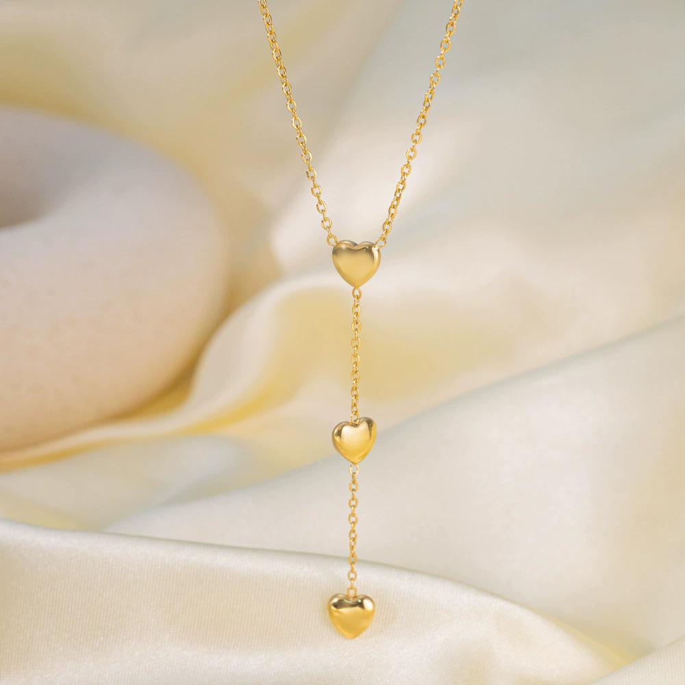 Elegante Collana da Donna con Ciondolo Cuore Pesca e Frange Acciaio Inossidabile Choker a Forma di Cuore Regalo per San Valentino Anniversario