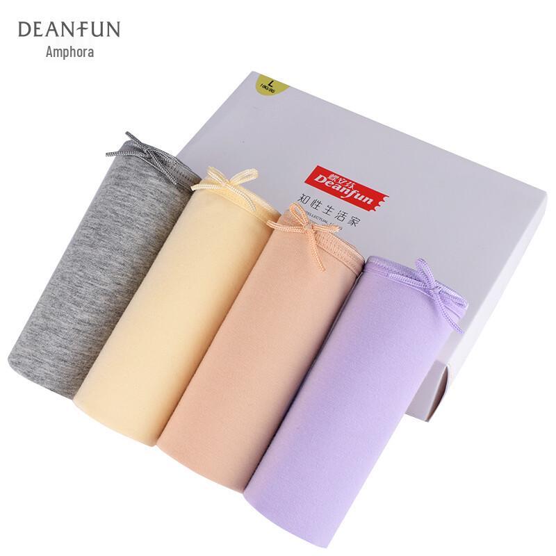 Deanfun Women's Solid Color High-Elastic Cotton Briefs - 4-Pack