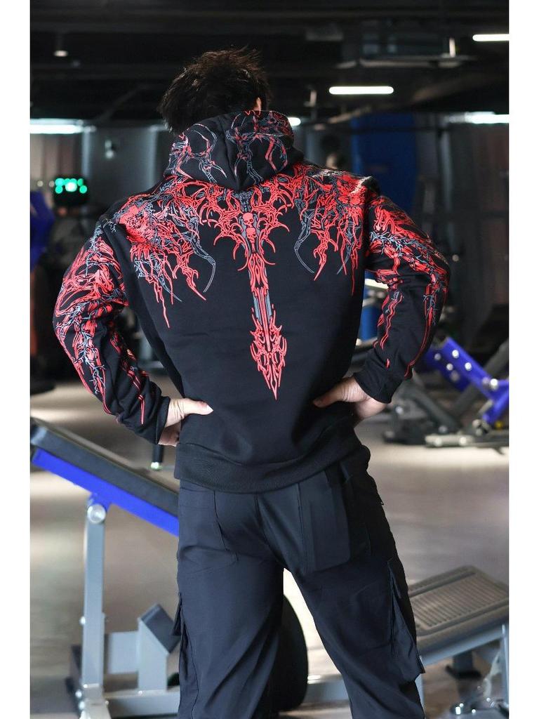 Breathedivinity Men's Dark Style Hoodie - Trendy Autumn/Winter Sports Outerwear