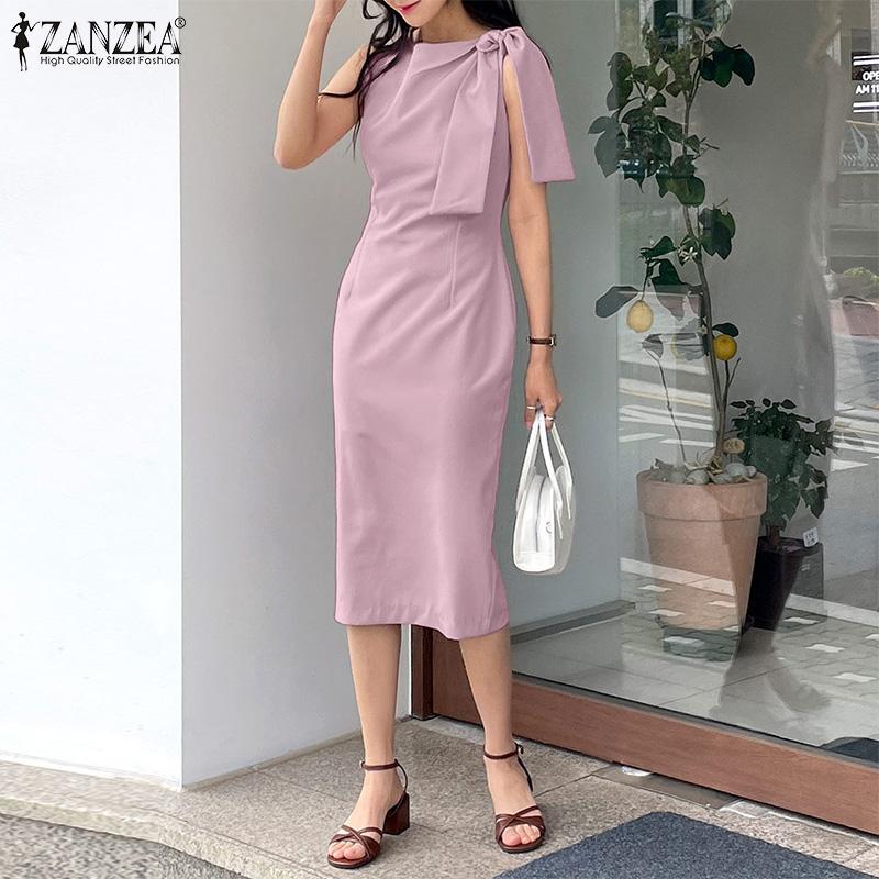 

ZANZEA женское летнее повседневное праздничное платье без рукавов с круглым вырезом