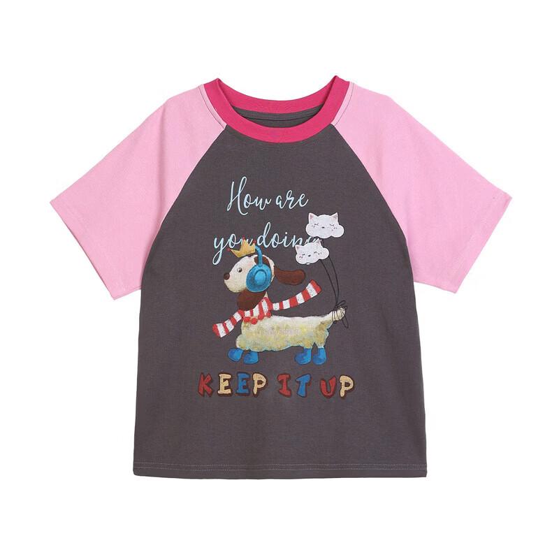 LUSON Girls' Printed Short-Sleeve Casual T-Shirt
