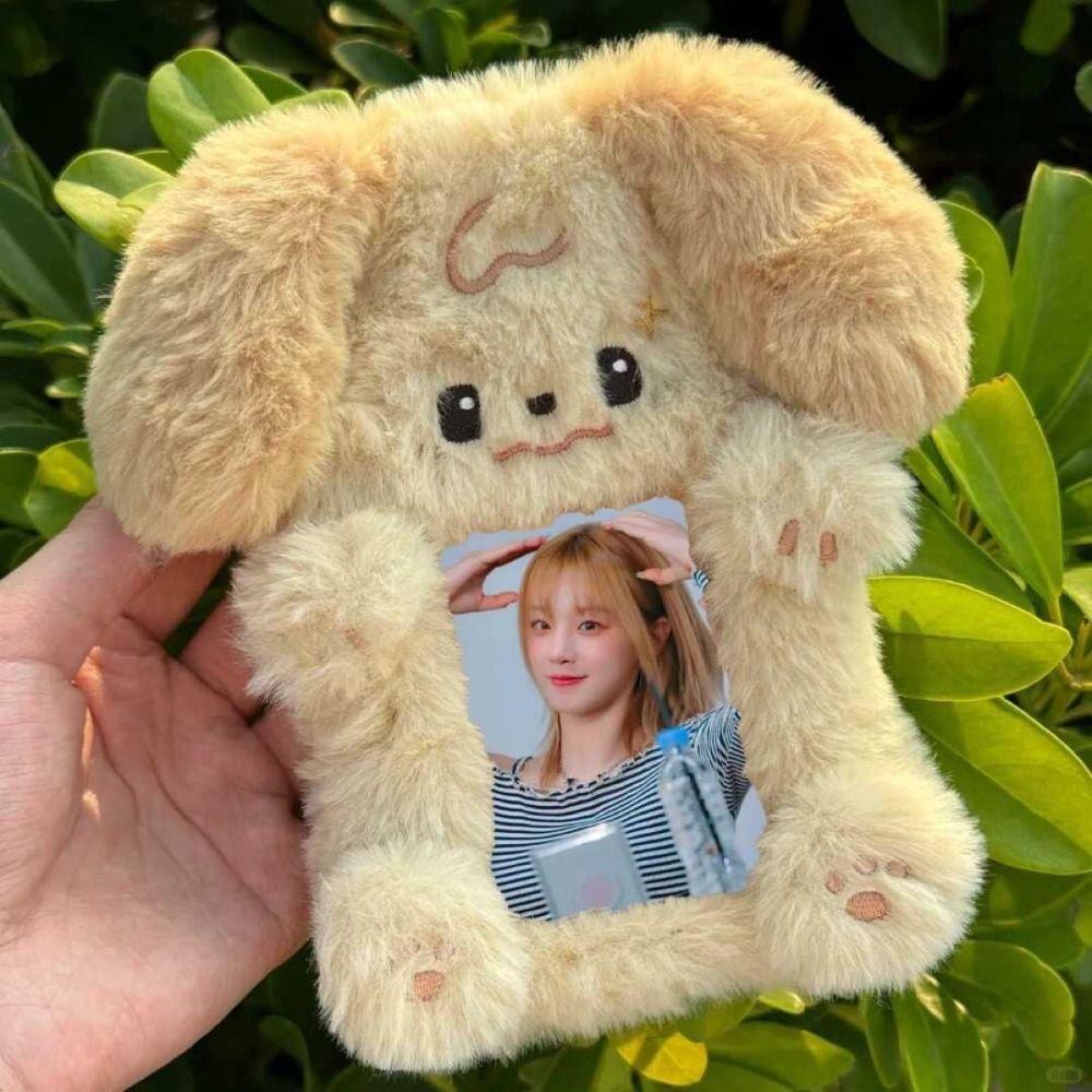 Cute Cartoon Rabbit/Dog/Cat Plush Photocard Case Photo Card Holder Portable INS Card Case Idol Photos Protective Cover