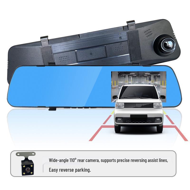 4.3" HD Dual Lens Car Rearview Mirror DVR with Front & Rear Recording and Reversing Camera